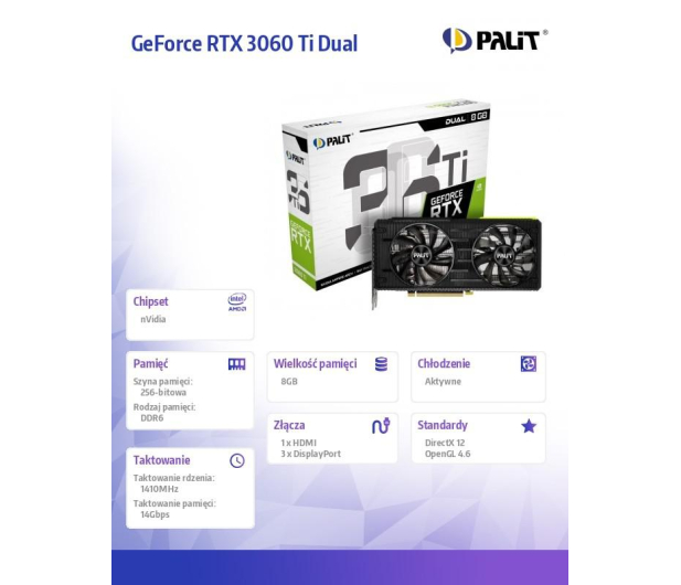 Palit GeForce RTX 3060 Ti Dual LHR 8GB GDDR6 - 610296 - zdjęcie 2
